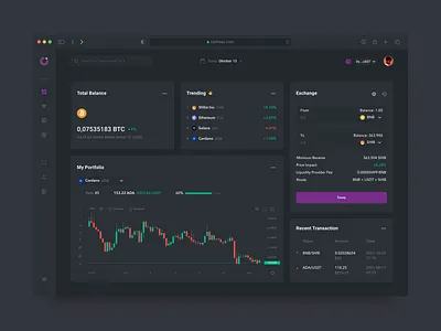 Dashboard for Cashsac bitcoin crypto cryptocurrency dark theme dark ui dashboard interface night mode ui wallet app web app web3