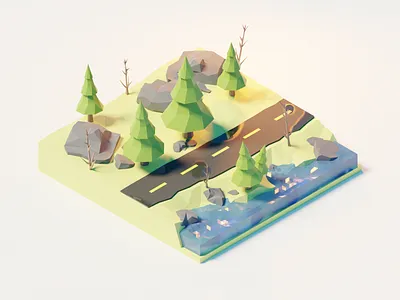 Forest Road 3d blender forest