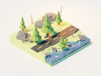 Forest Road 3d blender forest