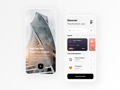 Job Finder Mobile App airbnb app app design apple discover google job job application job board job finder job finder app job listing job platform job portal job search job seeker mobile app taha haghighi ui ui design