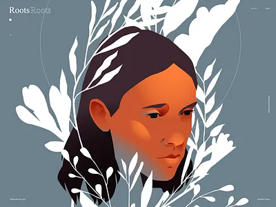 Roots abstract composition floral floral pattern flowers girl girl illustration illustration laconic lines minimal portrait portrait illustration poster
