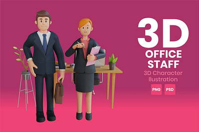 Officee Staff 3D Character Illustration 3d 3d animation 3d art 3d character 3d illustration 3d illustrations animation app character character design concept design illustration logo page ui web web design web development website