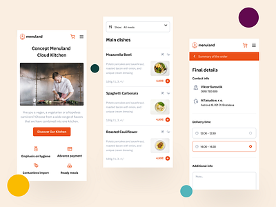 Menuland — Responsive Web branding case study cloud delivery design system dish dishes food fresh industry kitchen land meal meals menu menuland order