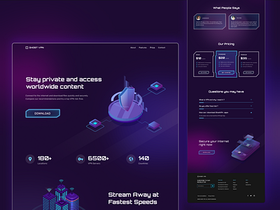 Landing Page for VPN Service cyber theme cyberpunk dark theme darktheme landing page landingpage ui ux