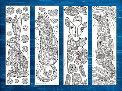 Animal Zentangle Coloring Bookmarks animal zentangle coloriage coloring bookmarks diy markers printable arts zendoodle zentangle doodles