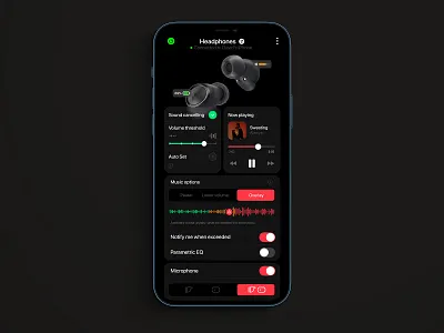 Headphones UI prototype app audio concept design eq headphones ios iphone prototype ui ux