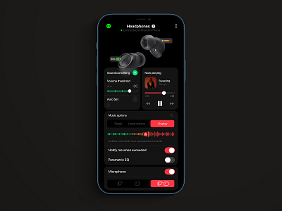 Headphones UI prototype app audio concept design eq headphones ios iphone prototype ui ux