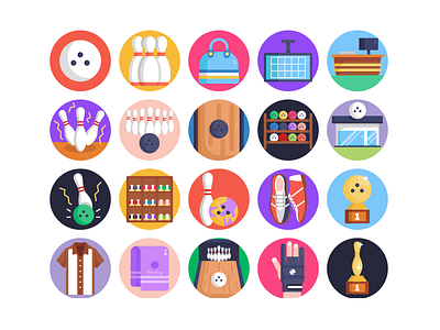 Bowling Icons bowling bowling ball coloured icons flat icons icon icons icons pack leisure skittle sports vector vectors