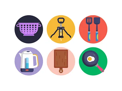 Kitchen Tools Icons coloured icons flat icons icon icons icons pack kitchen kitchen tools kitchenware vector vectors