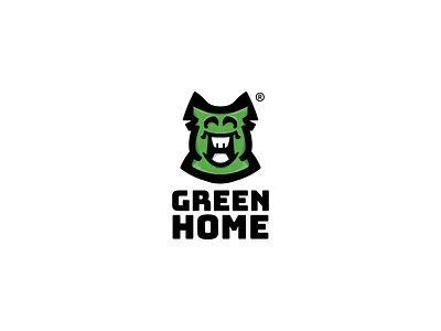 Green Home Mascot logo branding design flat icon illustration illustrator logo