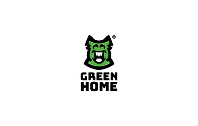Green Home Mascot logo branding design flat icon illustration illustrator logo