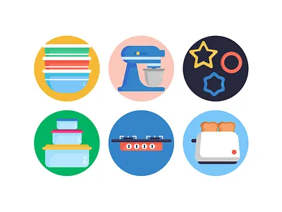 Kitchen Tools Icons blender bowls coloured icons flat icons icon icons icons pack kitchen kitchen tools kitchenware mixer toaster vector vectors