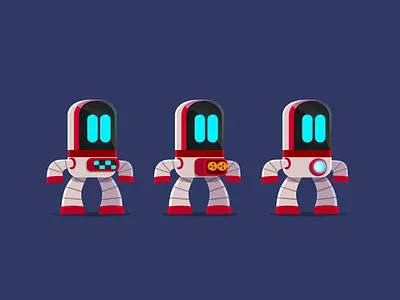 Hop, the robot. 2d animation bones cartoon vector