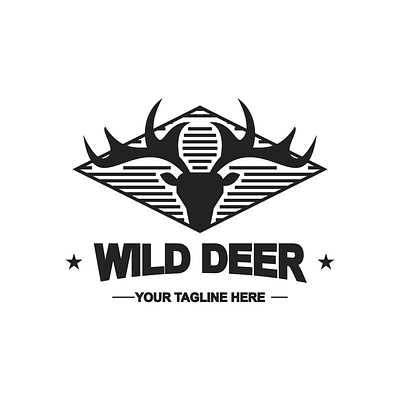 wild deer logo animal app branding deer design graphic design head head deer icon illustration logo retro symbol typography vector vintage