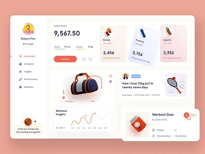 Workout Activity Dashboard dashboard product design uidesign user interface design web app web application website design