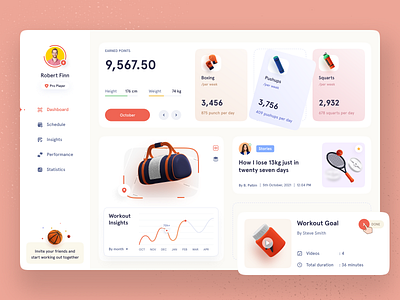 Workout Activity Dashboard dashboard product design uidesign user interface design web app web application website design