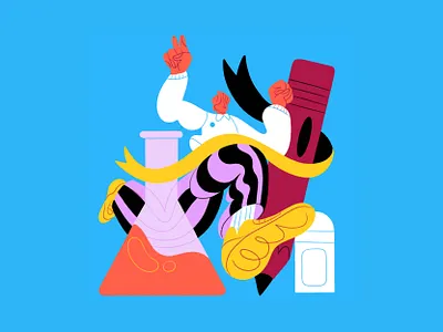 Toota — Lesson Finished apple pencil character chemistry drawing figure illustration ipad pro running student