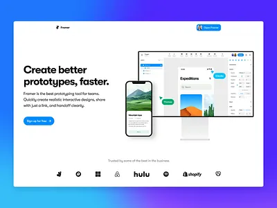 Landing Page animation design framer interface landing page scroll ui video web website