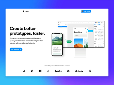 Landing Page animation design framer interface landing page scroll ui video web website