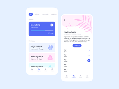 Yoga App app asana blue clean design minimal program ui ux yoga yoga app