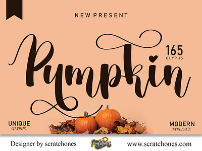 Pumpkin | Script-Handwriting Font branding brush font calligraphy dafont design download font free font hand writing handwriting handwritten illustration logo romantic font scratchones scratchones.com script vector wedding font