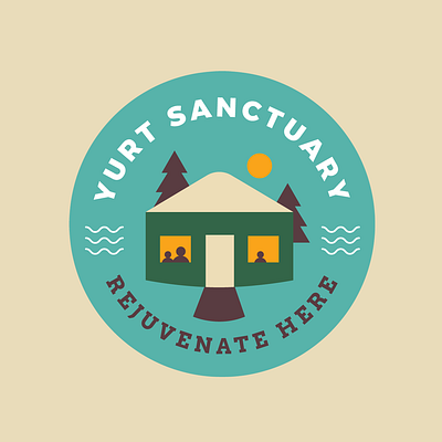 Yurt Sanctuary Logo Design and Branding brand branding camp circle clean graphic design identity illustrated logo retreat seal teal vacation rental yurt