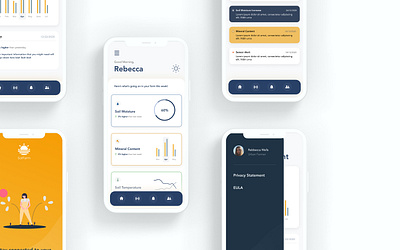 Sol Farm agriculture app design branding charts graphs iphone minimilist modern natural product design screens sleek statistics stats sustainability ui ui ux design ux