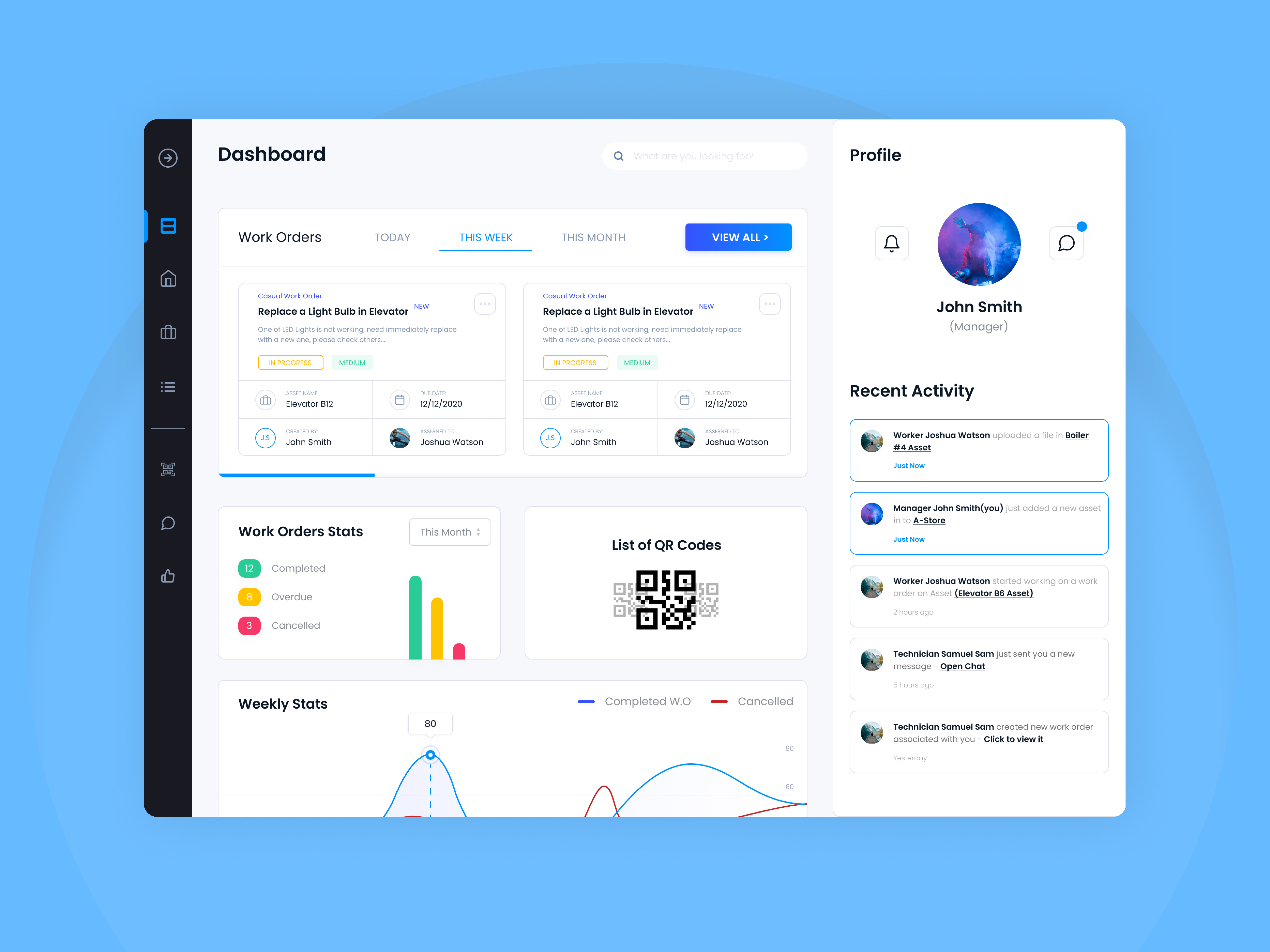 Maintenance Dashboard Web App Design 3d android animation app blue branding colors dashboard design illustration ios landing logo maintenance new trending ui ux webapp