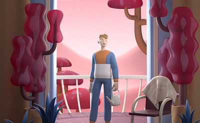 Watering the Plants 3d animated art character characterdesign cinema4d design illustration style