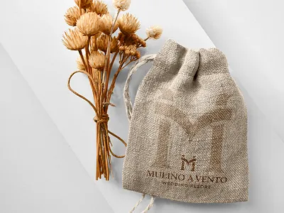 Organic pouch | Mulino a Vento brand branding design hotel logo logodesign logomark logotype mark merch minimal mockup mulino pouch resort wedding