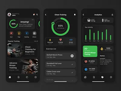 Fitness App fitness fitness training gym health homeworkouts mobile app mobileui running workout