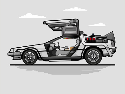 1985 DeLorean - Back to the Future adobe illustrator advertising art direction art director branding car classic corporate design design flat design flat illustration freelance designer graphic art graphic design illustration logo movie vector vector art vector illustration