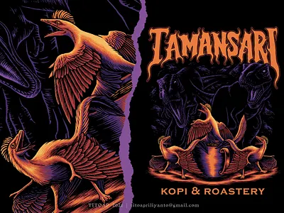 Tamansari Kopi & Roastery artwork coffee shop design digital illustration digitalart dinosaurus drawing graphic design illustration logo tshirt design