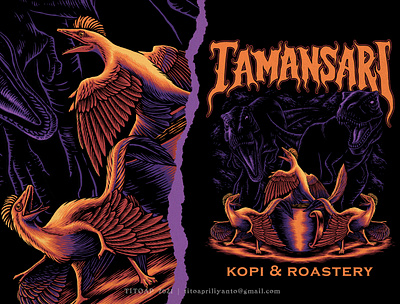 Tamansari Kopi & Roastery artwork coffee shop design digital illustration digitalart dinosaurus drawing graphic design illustration logo tshirt design