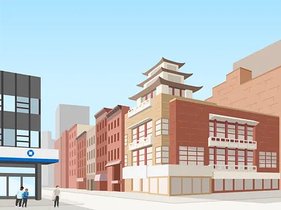 Chinatown building buildings chinatown illustration newyork nyc people
