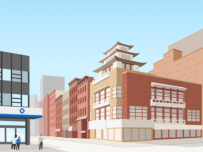Chinatown building buildings chinatown illustration newyork nyc people