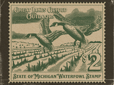 Great Lakes Guided Outdoors Duck Stamp branding design illustration logo poster typography