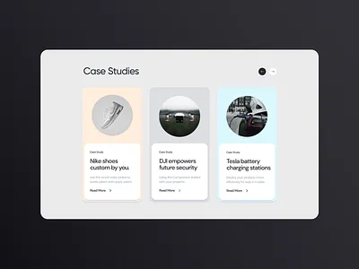 Case Studies - Section branding cards case case study dji drone energy grid minimal nike portfolio section sports tesla typography ui ux