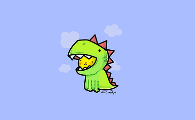 a little dinosawwr 🦖 art character cute design digital graphic design kawaii procreate