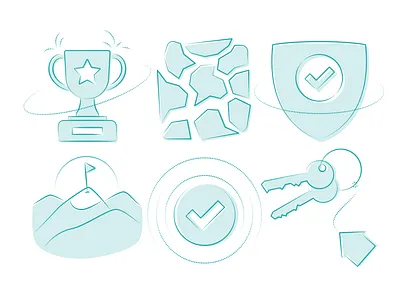 Funky Elements illustrations ✨ champion colorful cup design finish funky illustration kapustin key resources safe security set triumph trophy vector