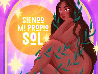 Siendo mi propio sol amor propio body positive curvy girl girl power illustration self love sun