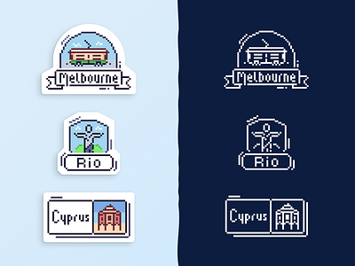 City Badges badge city cyprus design illustration melbourne pixel pixelart rio vector