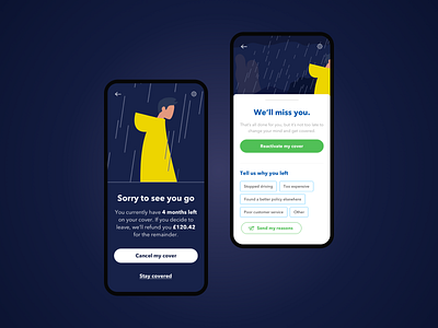 Car Insurance App - Cancellation app design graphic design ui ux