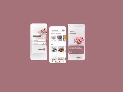 Petals app design flowers mobile purple ui