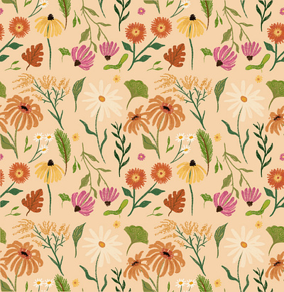 Fall Florals design digitalillustration fabric floral illustration package pattern surfacedesign textiledesign
