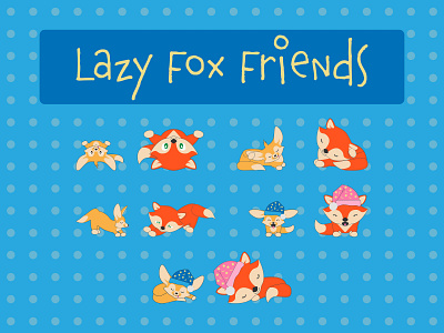 Cute Fox Friends Character Designs adorable cartoon character character design cute drawing fennec fox fox foxes illustration red fox vector vector art vector illustration