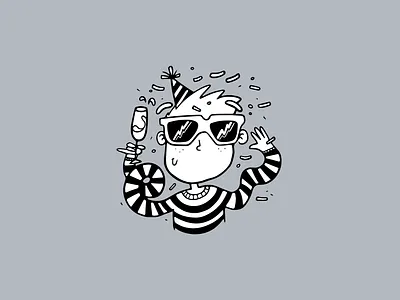 party dude baller birthday celebrate celebration champagne dude guy illustration party playful simple