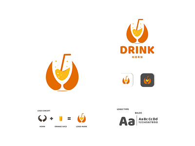 drink orange juice and horns app branding design drink horns icon illustration juice logo orange typography ui ux vector