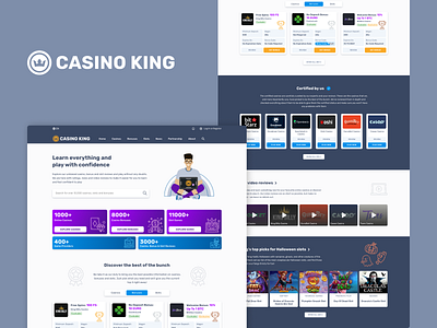 Casino King - Online Casinos, Bonuses and Slots Reviews branding card card ui casino casino bonus gambling games landing page online casino product design slot games ui ux web design