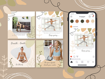 Organic Abstract Shape Health and Fitness IG Post design illustration instagram layout social media